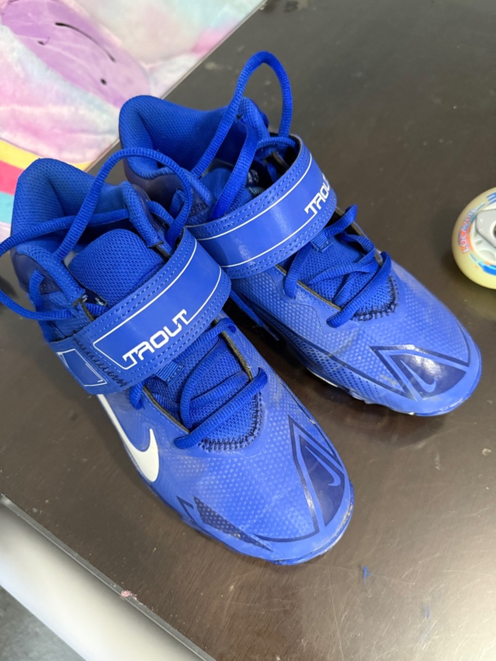Nike Blue Kids Velcro cleat Sneakers with White Swoosh
